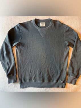 Buck Mason Heathered Twill Terry Vintage Crew Men's Small - Faded Slate Color